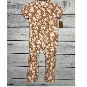 Toddler Girl Grayson Collective Rust Orange Floral Jumpsuit 2T NEW